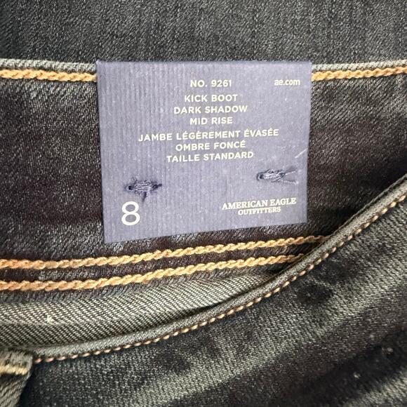 NWT American Eagle Outfitters Kick Boot Dark Shadow Mid Rise Jeans Womens Size 8 - Picture 5 of 13